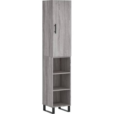 Buffet bahut commode armoire meuble de rangement organisateur cuisine salle de séjour salon haut sonoma 34,5 x 34 x 180 cm bois d'ingénierie gris