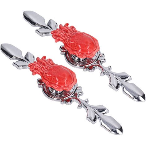 Poignée de Tiroir en Alliage de Zinc 2Pcs, Bouton Décoratif pour Cuisine et Armoire, Motif Poulpe Rouge 1077D (1/5)