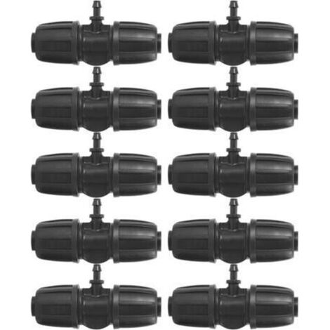 10Pcs Connecteurs d'irrigation 16mm à 4/7, Connecteurs de Tube d'irrigation Goutte à Goutte en Té Barbelé 16PE, 5/8in (16mm) à 4/7 (7mm OD, 4mm ID) Buse d'atomisation, pour Tuyau PE Pelouse
