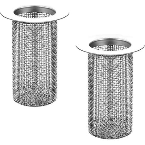Protection de bonde de douche, crépine d'évier extra longue, panier de protection de bonde, 80 mm, acier inoxydable, pour baignoire et lavabo, facile à installer