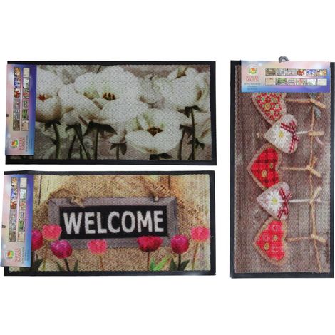 Trade Shop - FUSSMATTE TEPPICH AUS PVC DIGITALDRUCK TIERE HERZEN OUTDOOR 40X70CM -