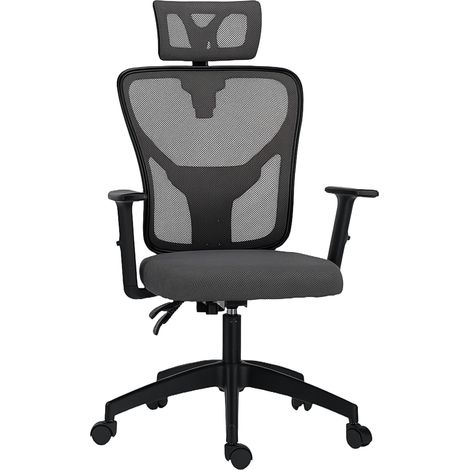 Vinsetto Sedia Ergonomica e Regolabile da Ufficio con Supporto Lombare Grigio