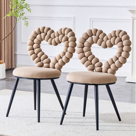 Stuhl Esszimmerstuhl Samt 2er Set Camel Metall OKMYHOME (1/5)