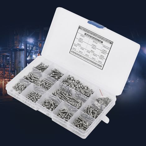 Kit d'assortiment de 810 vis, écrous et joints à tête ronde M3 en acier inoxydable 304 (1/5)