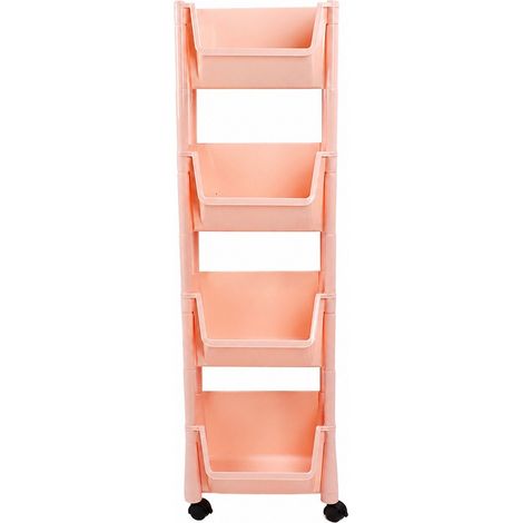 Chariot de rangement roulant à 4 niveaux, étagère utilitaire mobile avec roues verrouillables, grande capacité, sans couvercle (1/4)