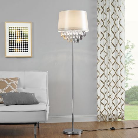 Lampada da Terra con Paralume Conico in Tessuto e Cristalli Artificiali - Color Cromo lux.pro (1/4)