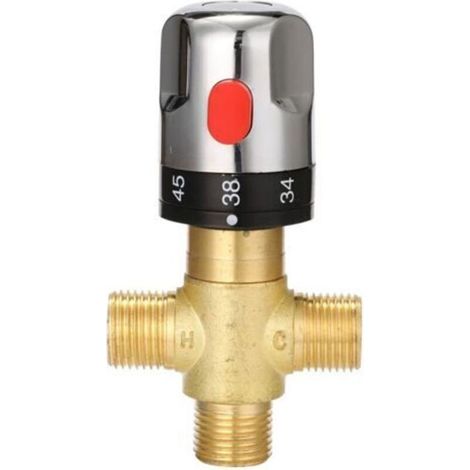 Robinet mélangeur thermostatique robuste en laiton argenté avec contrôle de la température, accessoire de salle de bain (1/5)
