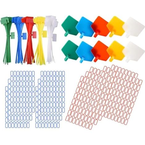 250 Pièces Etiquette Cable Electrique Colorées en 6 Pouces Attaches pour Marqueurs de Câble avec 384 étiquettes, Nylon Câble Zip Liens étiquettes Marqueur Verrouillage Automatique (1/5)