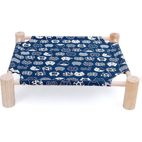 1 lit en toile pour animaux, cadre en pin, respirant, lavable, pour chien et chat, intérieur et extérieur