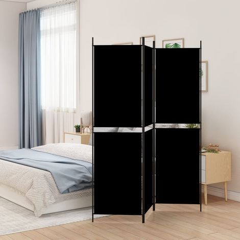 3-tlg. Paravent Schwarz 150x200 cm Stoff