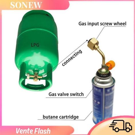 Valve De Chargement - Pour Cartouche De Butane - Interrupteur Intégré Marche Arrêt - Métal Cuivre Alliage Zinc Fer - 97 X 68 X 70 Mm - Or - 1 Pièce (1/5)