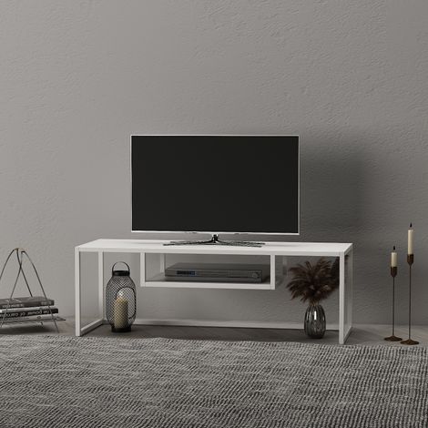 Mobile Porta TV 'Isokyrö' Metallo - Bianco opaco [en.casa]