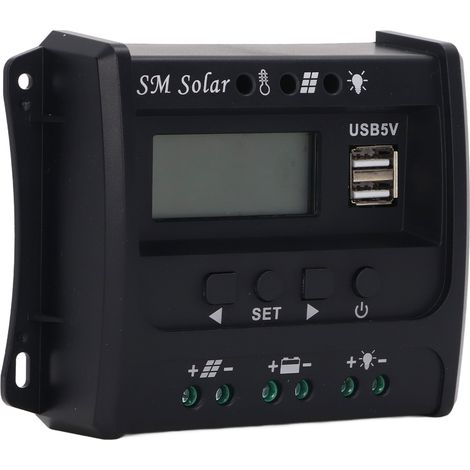 Solarmodul-Laderegler, 3-stufige PWM-Ladung, intelligenter Mikrocontroller, ABS-Aluminiumplatte, 12 V 24 V, SEC10 Solarladeregler (10 A) (1/5)