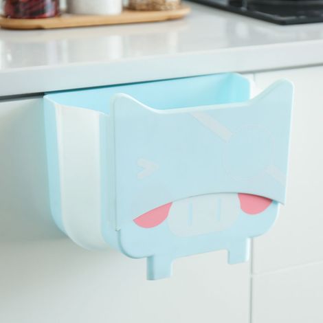 Poubelle Suspendue Plastique Pliante Design Cochon Pour Cuisine Salle De Bain Sans Perçage 1 Pièce