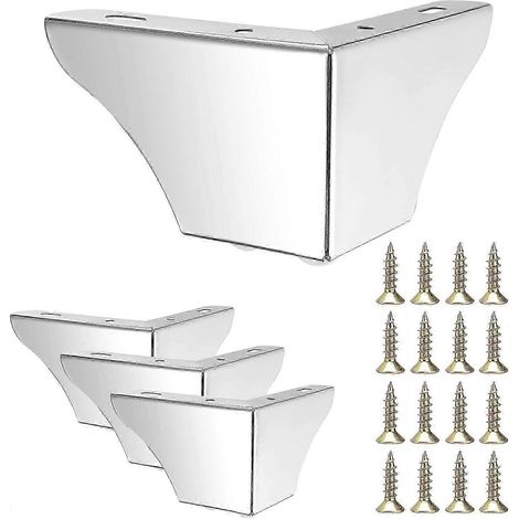 Quatre pieds de canapé/armoire/meuble en métal de 7,5 cm, kit de remplacement de pieds solides pour canapé/meuble/table (argent). (1/5)