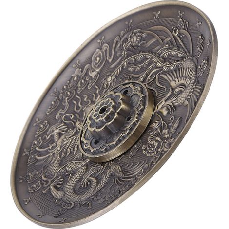 Support pour brûleur d'encens en alliage de zinc avec plateau brûleur d'encens à motif de dragon, convient aux chambres et aux temples, couleur bronze. (1/5)