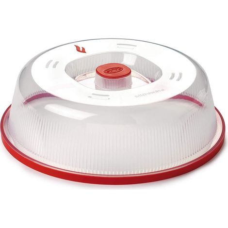 Snips 000706 Campana per Microonde, Coperchio Para Schizzi, Contenitore, Coprivivande, Colore Trasparente e Rosso, Made in Italy, Plastica (1/2)