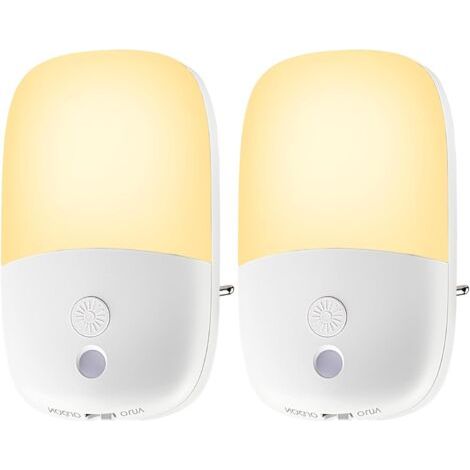 2 Pièces Veilleuse Enfant, Veilleuse Prise Électrique avec 5 Niveaux de Luminosité Réglable, ON/OFF/AUTO Modes, 2700K Jaune Chaud Veilleuse Bébé pour Couloirs Chambres Cuisines Salons Salles de Bain (1/5)