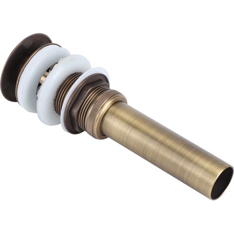 Bonde de vidange à bouton-poussoir de style rétro européen, bonde en laiton de style antique avec trou de trop-plein et grand couvercle. (1/4)