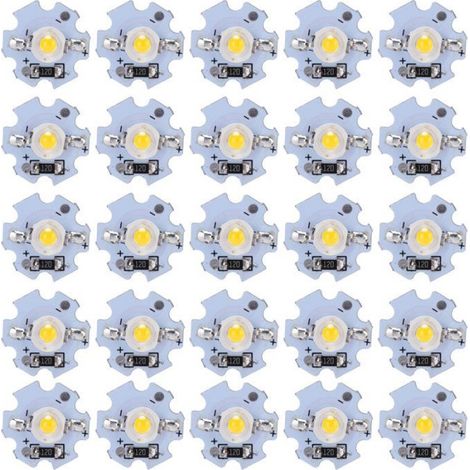 Puce LED 25pcs Perle de Lampe LED Haute Puissance 0.5W 5V Puce de Source outillage baladeuse chaud 2700K-3000K (1/4)
