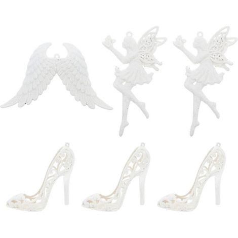 Lot de 6 décorations de Noël exquises en forme d'ange, à suspendre en vitrine.