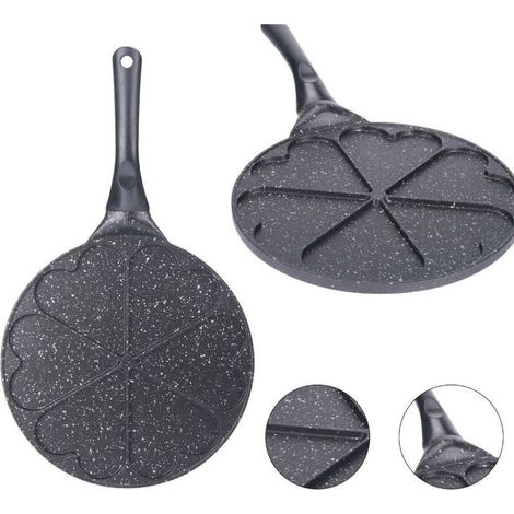 Trade Shop - Padella Antiaderente Per Pancake A 6 Fori Forma Cuore Accessori Per Cucinare -