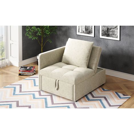 Canapé Lit Escamotable 3 en 1, Sofa Convertible en Lin avec Dossier Réglable, Canapé Lounge Modulable pour Petits Espaces, Lit d'Appoint Multifonctionnel (1/5)
