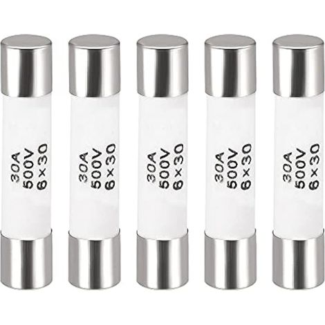Fusibles céramiques cartouche 30A 500V 6x30mm à action rapide - Lot de 5 pour amplificateur, lampe économique, ballast (1/4)