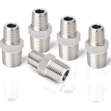 5 pièces en acier inoxydable 304 mamelon hexagonal, raccord de tuyau réducteur mâle 3/8 "x 1/4" BSP (1/5)