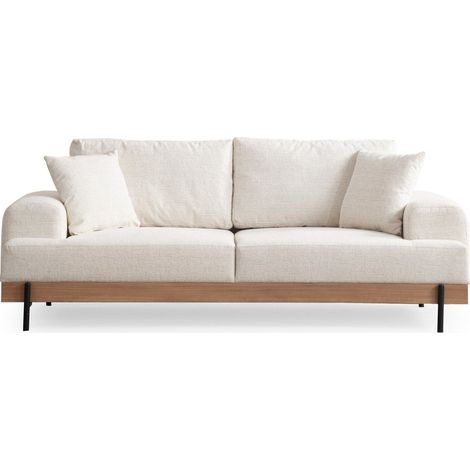 Canapé droit 3 places en tissu beige - Giada