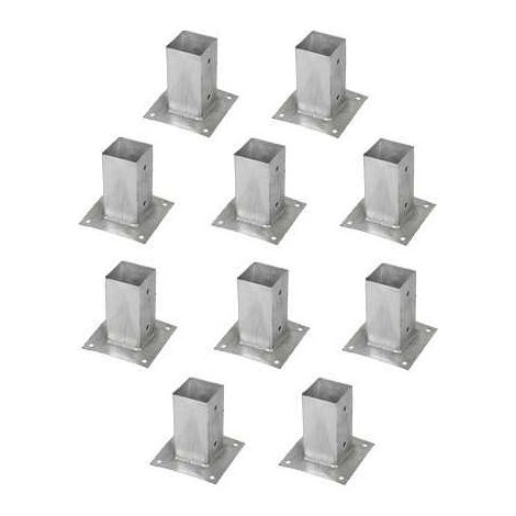 Sud Bois – Support pied de poteau en acier galvanisé à chaud 90x90mm – Fixation par vis ou boulons – Lot de 10 unités – Hauteur 150mm (1/3)