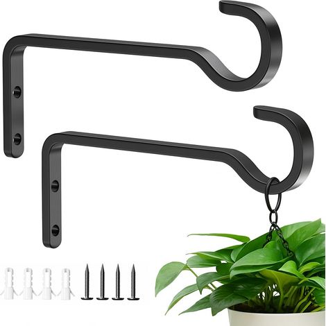 Soporte para plantas colgantes: Gancho de pared de hierro resistente de 15 cm (6 pulgadas): soporte versátil para interiores y exteriores, ideal para colgar cestas, faroles y comederos para pájaros. (1/5)
