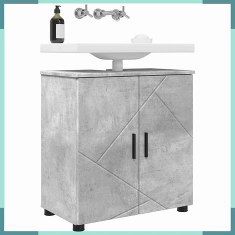 Meuble de salle de bain - 883287 - Gris béton - 2 portes - 61 x 35 x 64 cm (1/5)