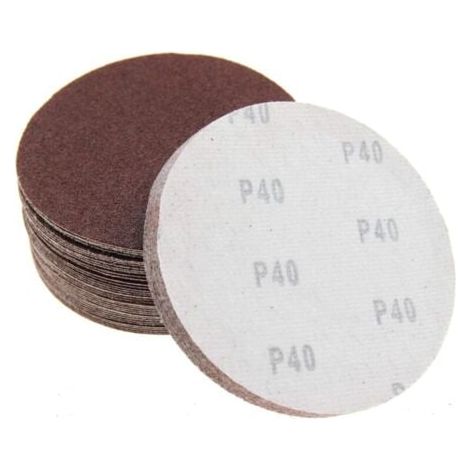 Disques abrasifs 150 mm avec support auto-agrippant pour ponceuse, sans trous, 40/60/80/100/120, grain assorti, lot de 50 pièces, (1/3)