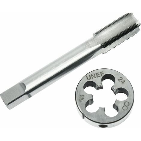 Set di maschi e filiere HSS con filettatura destra da 5/8''-24 per il ripristino della filettatura, modello: 1 set