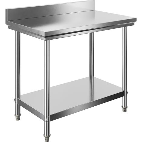Wiltec Edelstahl Tisch Arbeitstisch Edelstahltisch mit Aufkantung 100x60x85cm für Gastro Küche Werkstatt Garten Keller mit höhenverstellbare Füßen (1/5)