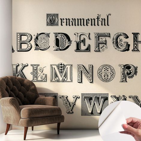 Papier peint adhésif avec colle pour décoration moderne de salon chambre à coucher cuisine et bureau Facile Lettres décoratives 250x250 cm (1/5)