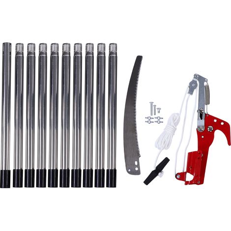 Ébrancheur sur perche télescopique acier inoxydable lame SK5 réglable 0,92-4,27m coupe branches jusqu'à 35mm outil jardinage (1/5)