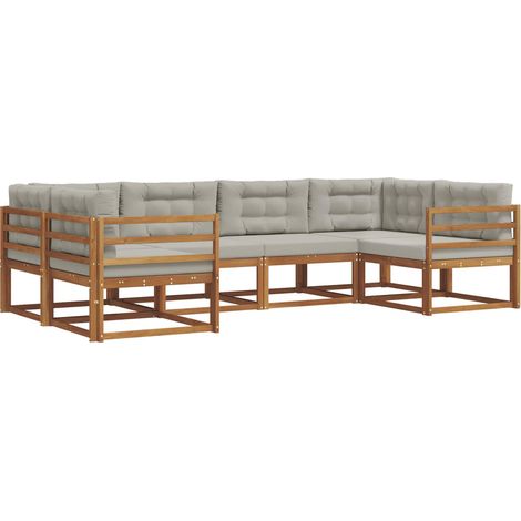 Conjunto de sofás de exterior 6 pcs Gris Natural y Claro vidaXL (1/5)