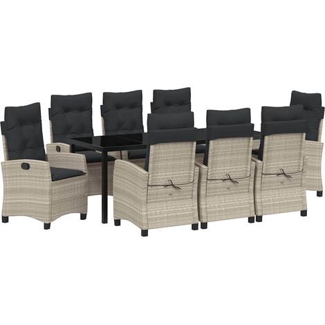 Maison Exclusive - Set da Pranzo per Giardino 9 pcs Grigio chiaro polyrattan