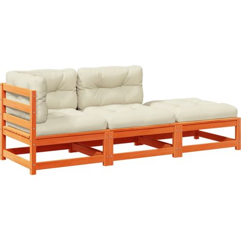 Maison Exclusive - 3-tlg. Garten-Sofagarnitur mit Kissen Wachsbra