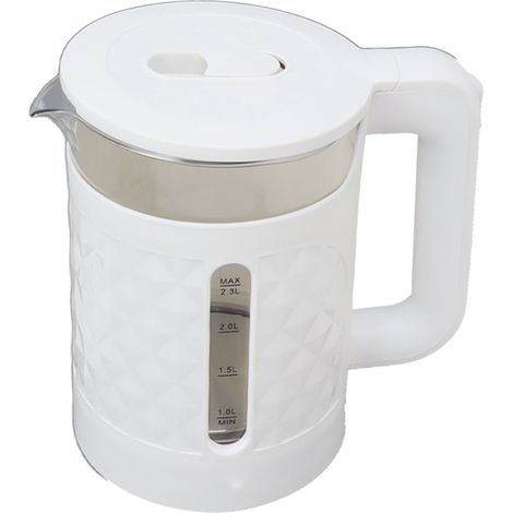 Wasserkocher, 2000 Watt, automatische Abschaltung, Überhitzungsschutz, doppelwandig, 2,3 Liter, EU-Stecker, 220 V, weiß (1/5)