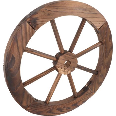 Décoration Murale de Roue en Bois Vintage Diamètre 40 CM Ornement Mural Rustique en Bois Robuste Décor Intérieur pour Salon Jardin et Bureau Ornement Roue Wagon Décoratif (1/5)
