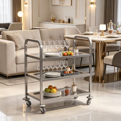 Carrello da servizio a tre piani con ruote, carrello di trasporto pratico, carrello versatile (solo con carrello da servizio a tre piani) (1/5)