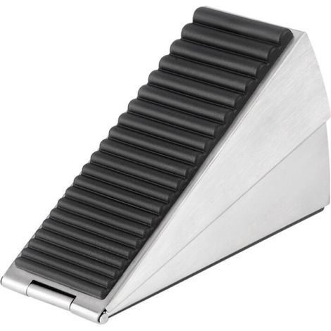 Tope de puerta en forma de cuña, con muelle ajustable, de goma/acero inoxidable, para aberturas de puerta de 5 a 65 mm, - Plateado (1/5)