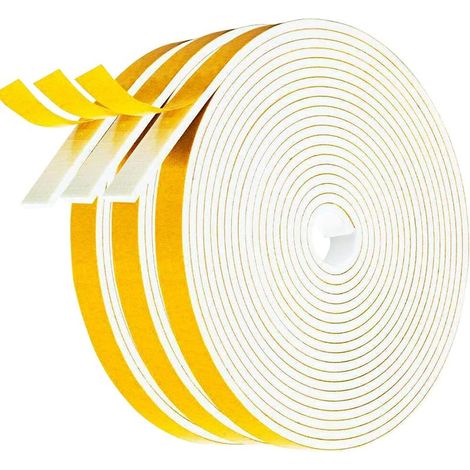 Joint Porte Isolation, Bande de Joint d'Étanchéité en Caoutchouc 6mm(L) X 1.5mm(H), Mousse Adhesive, Calfeutrage Fenetre pour Preuve de Collision, Anti-Froid, Antichoc (5M X 3 Rouleaux) (1/5)
