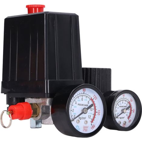 Pressostat, 220V 380V 1/4in normalement fermé 90-120PSI soupape de commande de compresseur d'air pour le remplacement