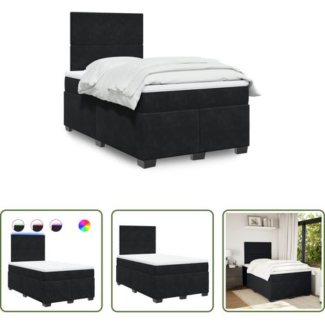 vidaXL Samt -  Boxspringbett mit Matratze Schwarz 120x200 cm Samt (1/5)