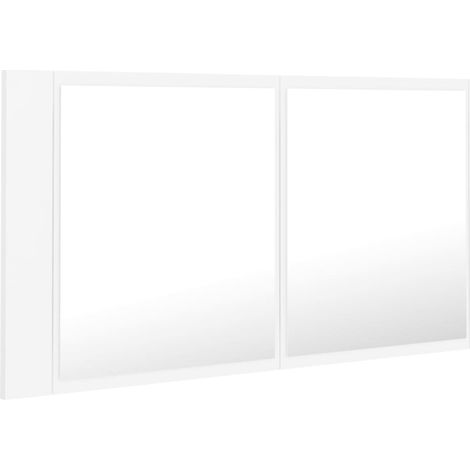 Armoire salle de bain à miroir led blanc 90 x 12 x 45 cm acrylique (1/5)