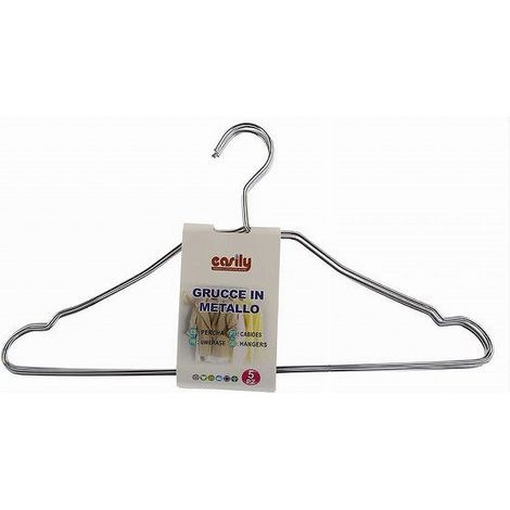 TRADE SHOP - Set 5pz Grucce Stampelle Appendiabito In Metallo Vestiti Pantaloni Giacche 10455 - (1/2)